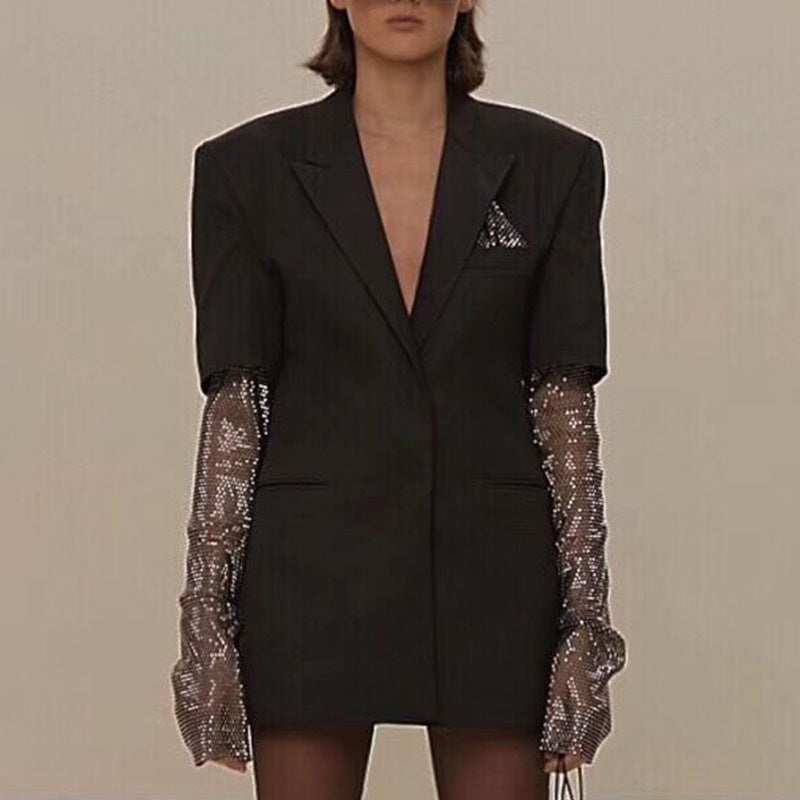 Frankie Shop Hourglass Blazer Spring and Summer Stitching Long-Sleeved Coat for Women