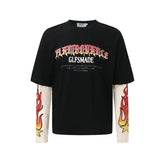 Unisex long-sleeved shirt autum flame fake two-piece