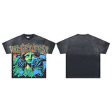 Valley t-shirt men's short-sleeved street printing hot diamond washed cotton