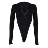 Women's Long-Sleeved Slim-Fit Jumpsuit Zipper