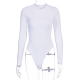 Women Jumpsuit Winter Slim Fit round Neck Long Sleeves Base Bodysuit