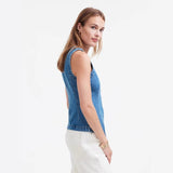 Women's sleeveless denim vest - summer european & american style, slim fit, cross-border e-commerce, round neck tank top