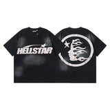 Men's short-sleeve t-shirt - washed print with hotfix rhinestones - premium cotton - high quality