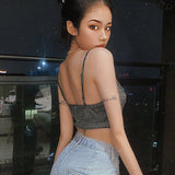 Women Halter Tops Spring and Summer Women's Clothing Slim Fit Midriff-Baring Camisole
