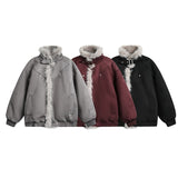 Unisex Down Jacket Winter Fleece Collar Vintage Jacket