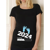 Pregnancy Shirt Maternity Cute Baby Print O-Neck