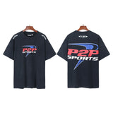 Men's short-sleeve t-shirt - washed print with hotfix rhinestones - premium cotton - high quality