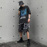 Men T Shirt Washed Distressed Dark Printed Short-Sleeved T-shirt Men Loose Retro