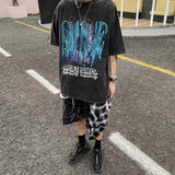 Men T Shirt Washed Distressed Dark Printed Short-Sleeved T-shirt Men Loose Retro