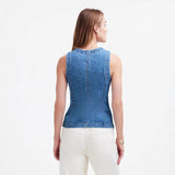 Women's sleeveless denim vest - summer european & american style, slim fit, cross-border e-commerce, round neck tank top