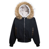 Unisex Down Jacket Men's and Women's Winter Fur Collar Hooded Padded Jacket