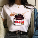 2024Plant Feather Print T-shirt Fashion Cartoon Plant Feather Print Women's Short Sleeve