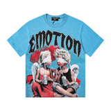 Mixed emotion t-shirt men's rhinestone printing g pure cotton printing