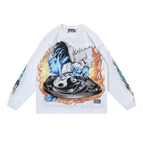 Men's long-sleeve t-shirt - washed cotton print - streetwear