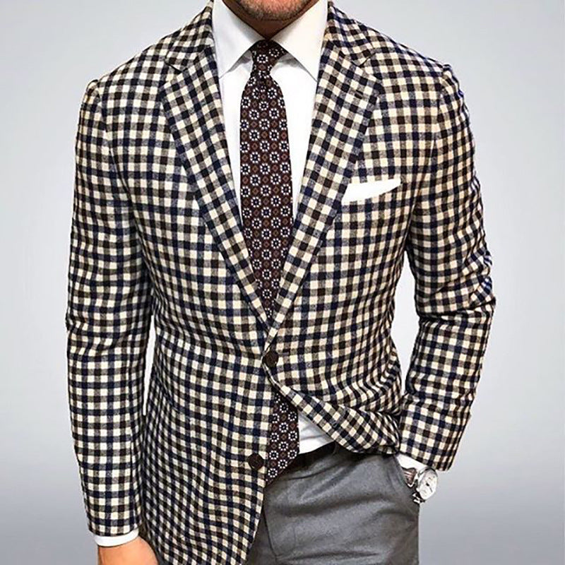 Men's Suits Vests Men's Suit Coat Plaid Casual Top