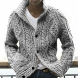 Men Sweater Men's Loose Solid Color Retro Casual Jacket