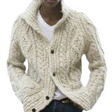 Men Sweater Men's Loose Solid Color Retro Casual Jacket