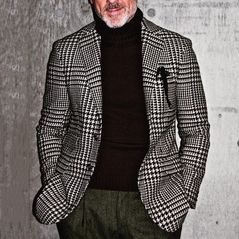 Men's Suits Vests Men's Casual Suit Top Single-Breasted Slim Plaid