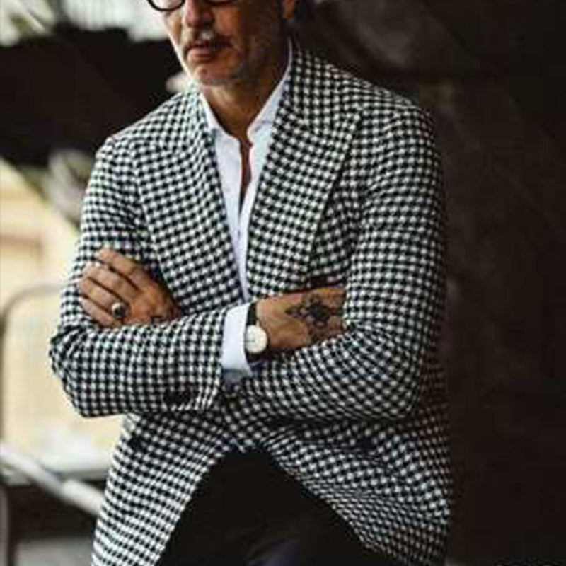 Men Suits Vests All-Matching Slim Fit Plaid Leisure Suit Men