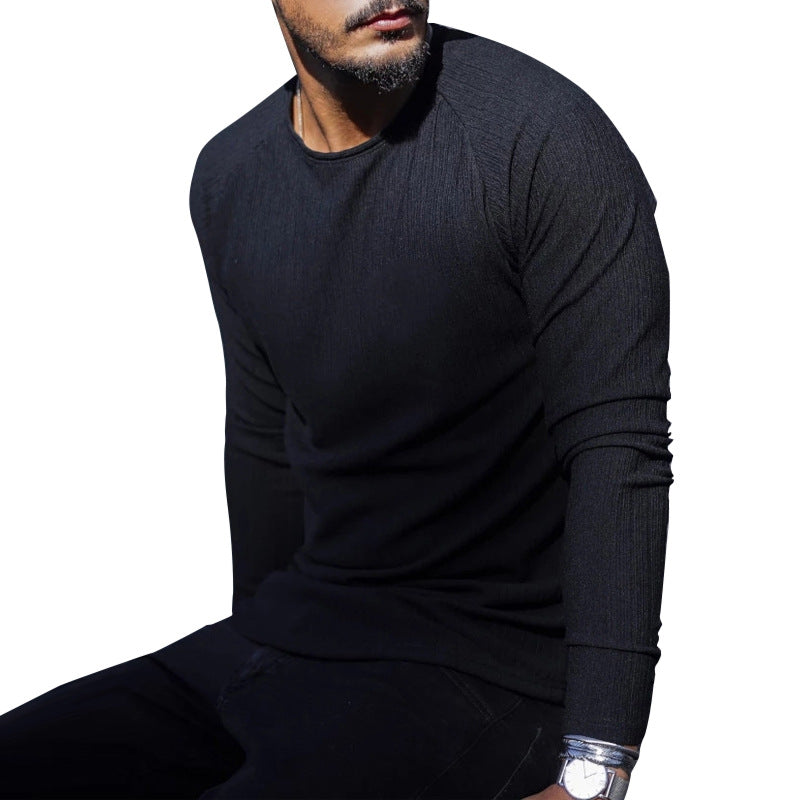 Men T Shirt Sweater Korean Style Long Sleeve Pullover Sweater for Men