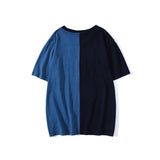 Bathing Ape T Shirt Tiger Head Shark Head Stitching Denim Color Short Sleeve T-shirt