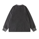 Men Long Sleeve Shirt Men's Vintage Long Sleeve T-shirt Ins Wash Water Loose Sweater