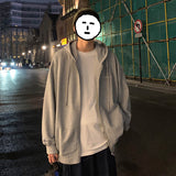 Men Hoodie Sweater Men's Hooded Zipper Hong Kong Style Casual Autumn
