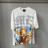 Mixed Emotion T-Shirt Alien Print Diamond Casual Loose Short Sleeve T-Shirt