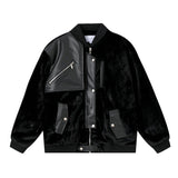 Unisex Down Jacket Men's Autumn/Winter Leather Splicing Motorcycle Jacket