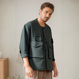 Men Jacket Retro Multi-Pocket