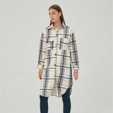 Plaid Trench Coat Autumn and Winter Women's Printed Shirt