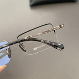 CHH Chrome Hearts Glasses Pure Titanium Square Frameless Business Myopia Glasses Frame