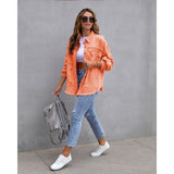 Women's european and american style mid-length frayed hem distressed denim jacket - autumn/winter long sleeve casual turn-down collar top