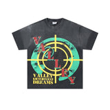 Valley t-shirt men's short-sleeved street printing hot diamond washed cotton