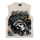 Hip hop tank top american high street statue of liberty full version hip hop street rock vest sweatshirt sleeveless t-shirt