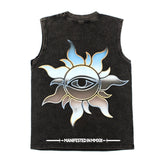 Hip hop tank top american retro skull guitar other printing washed old rock loose vest vest summer sweatshirt
