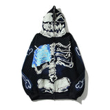 Hip-hop hoodie american fall and winter skull zipper cardigan hooded sweatshirtcasualfleece-linedloose hoodieoutwear