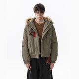 Unisex Down Jacket Men's Winter Warm Hair Collar Cotton Jacket