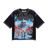 Bkys men's short-sleeve t-shirt - streetwear print, washed, rhinestone detail, 100% cotton