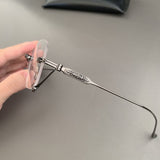 CHH Chrome Hearts Glasses Frameless Punched Retro Square Round Versatile Myopia Glasses Frame