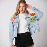 Women's top: european and american style cross-border trade spring/summer multi-color 3d embellished denim jacket, long sleeve outerwear