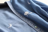Women T-shirt Denim Shirt Women's Embroidered Sun Protection Shirt Loose Short