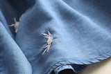 Women T-shirt Denim Shirt Women's Embroidered Sun Protection Shirt Loose Short