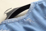 Women T-shirt Denim Shirt Women's Embroidered Sun Protection Shirt Loose Short