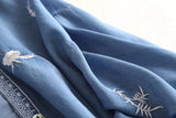 Women T-shirt Denim Shirt Women's Embroidered Sun Protection Shirt Loose Short