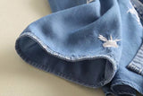Women T-shirt Denim Shirt Women's Embroidered Sun Protection Shirt Loose Short