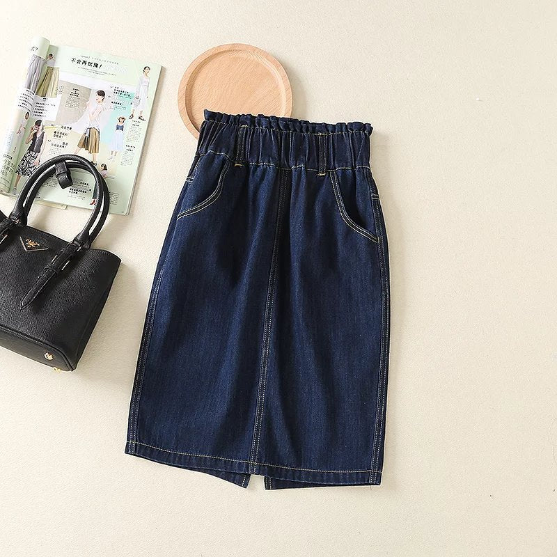 Women's Skirt Autumn Antique Dark Blue Denim Skirt