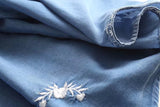 Women T-shirt Denim Shirt Women's Embroidered Sun Protection Shirt Loose Short