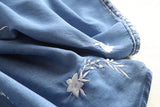 Women T-shirt Denim Shirt Women's Embroidered Sun Protection Shirt Loose Short