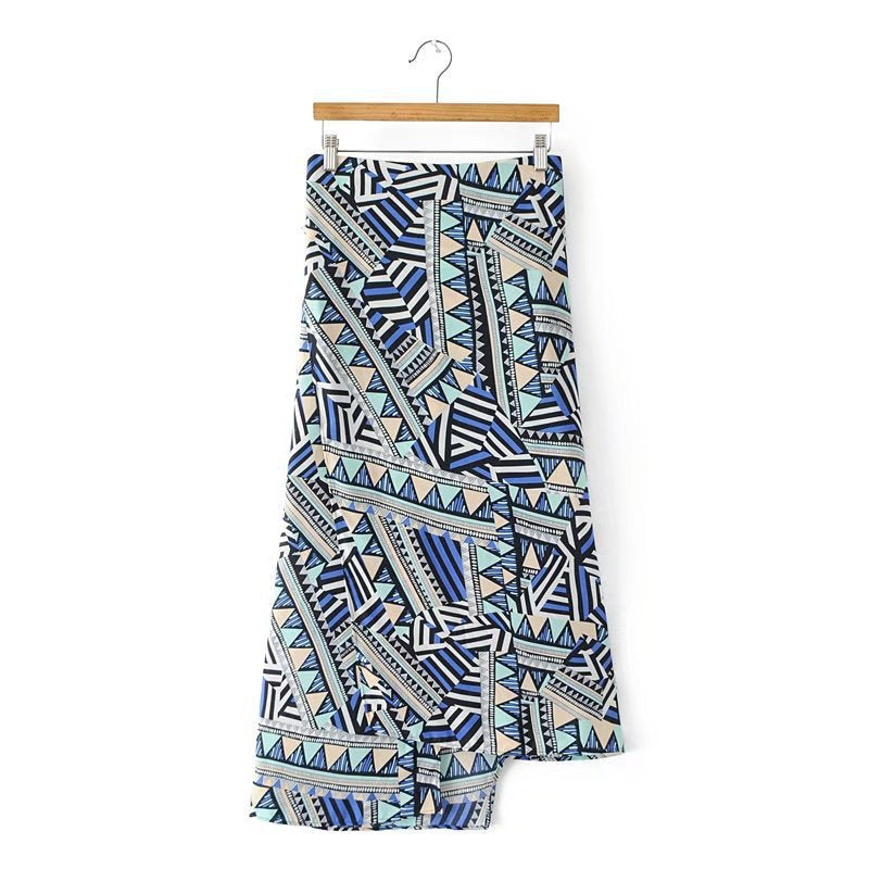 Women Skirt High Waist Slit Hip Skirt Beach Skirt